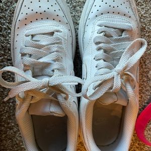 White Nike court vision leather platforms sneakers